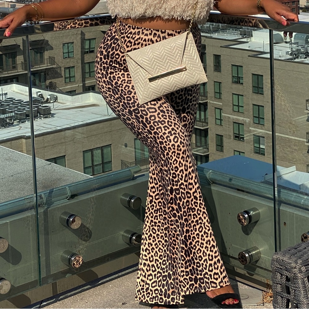 High waist leopard print pants